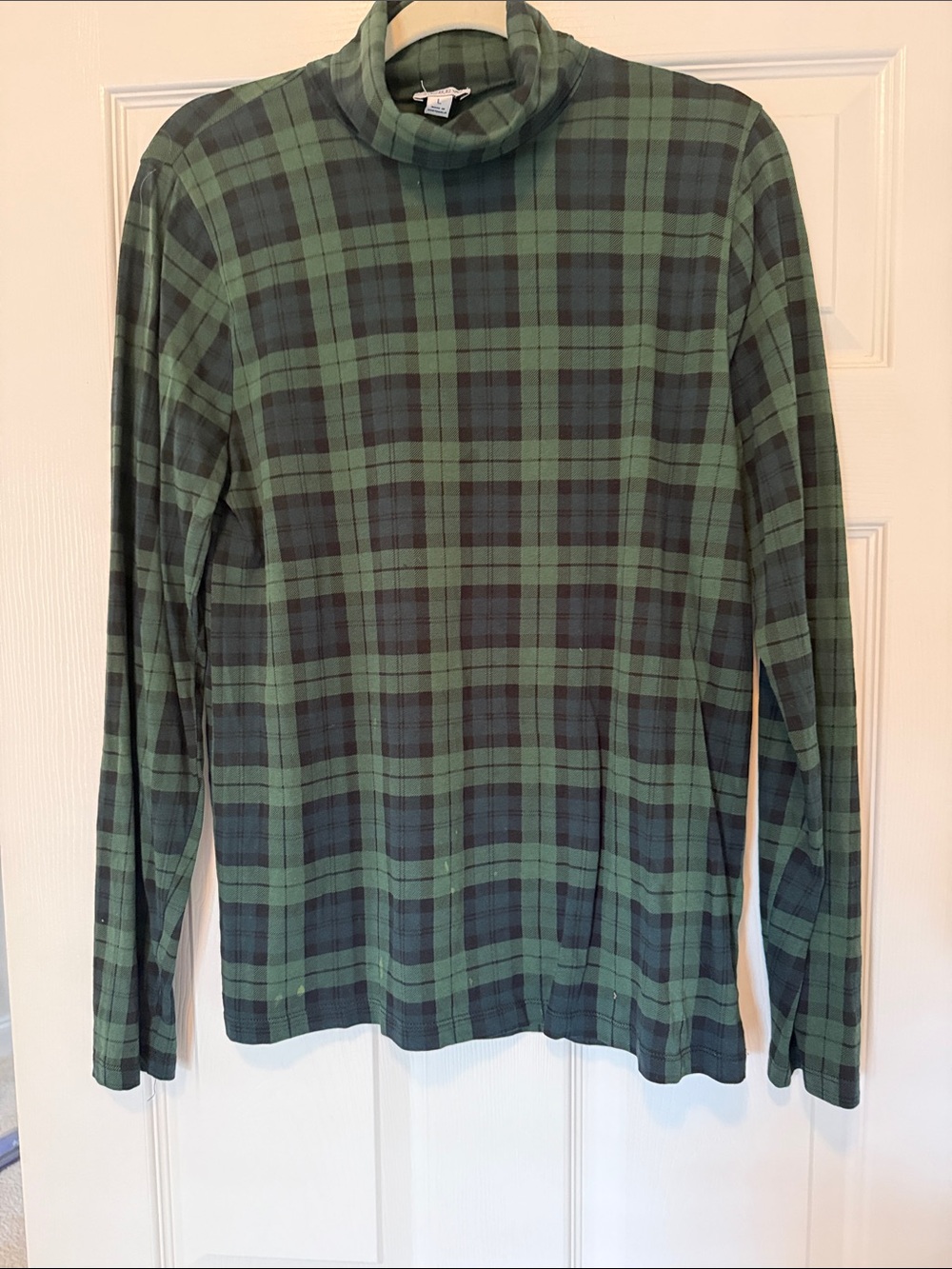 Turtleneck Plaid Long-Sleeve Shirt - Green